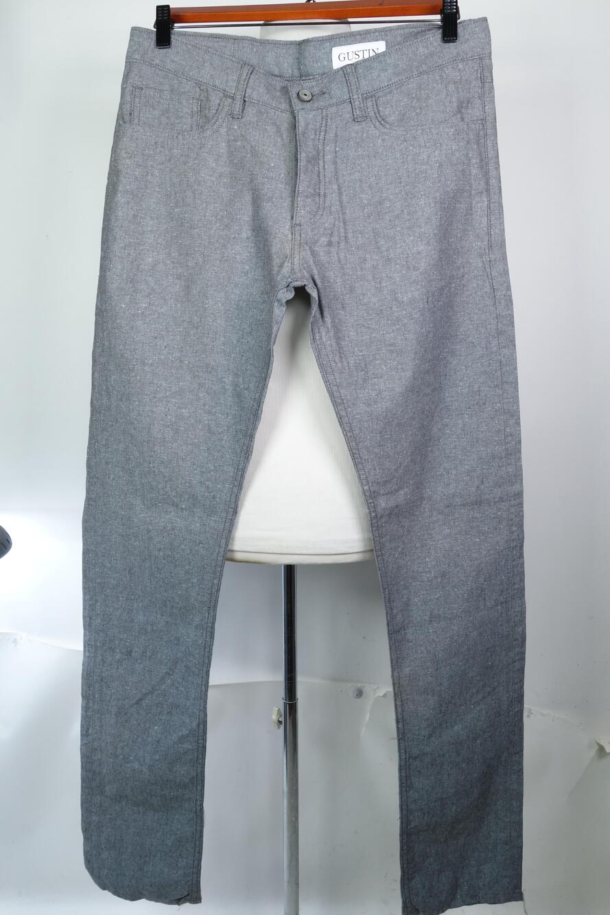 Gustin Jeans Mens 35x32 Gray Chambray Slim Straight Denim Button Fly USA